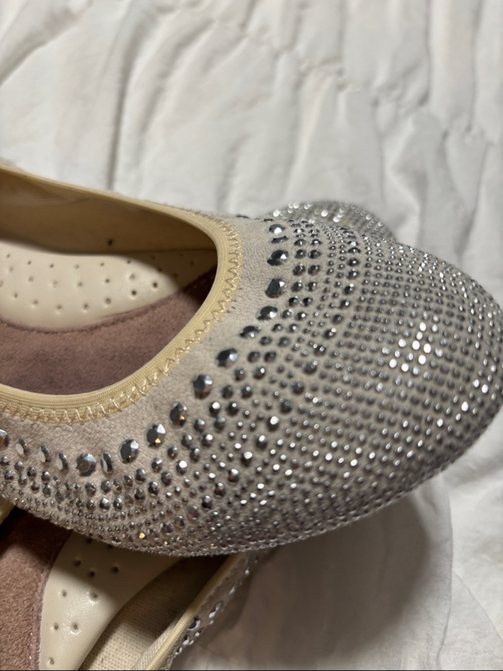 Hush Puppies Cream Rhinestone Ballet Flats